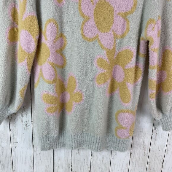 Forever 21+ Flower Power Sweater Sz 1X Long Sleeve Tunic Groovy 70’s Fuz… - Picture 5 of 10